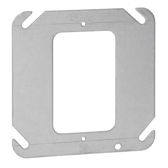 One Gang Square Device Cover, 4 Inch Square, Pre-Galvanized Steel, Flat