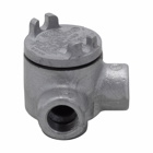 Eaton Crouse-Hinds series Condulet GUA conduit outlet box with cover, 2" cover opening diameter, Feraloy iron alloy, M shape, 1/2"