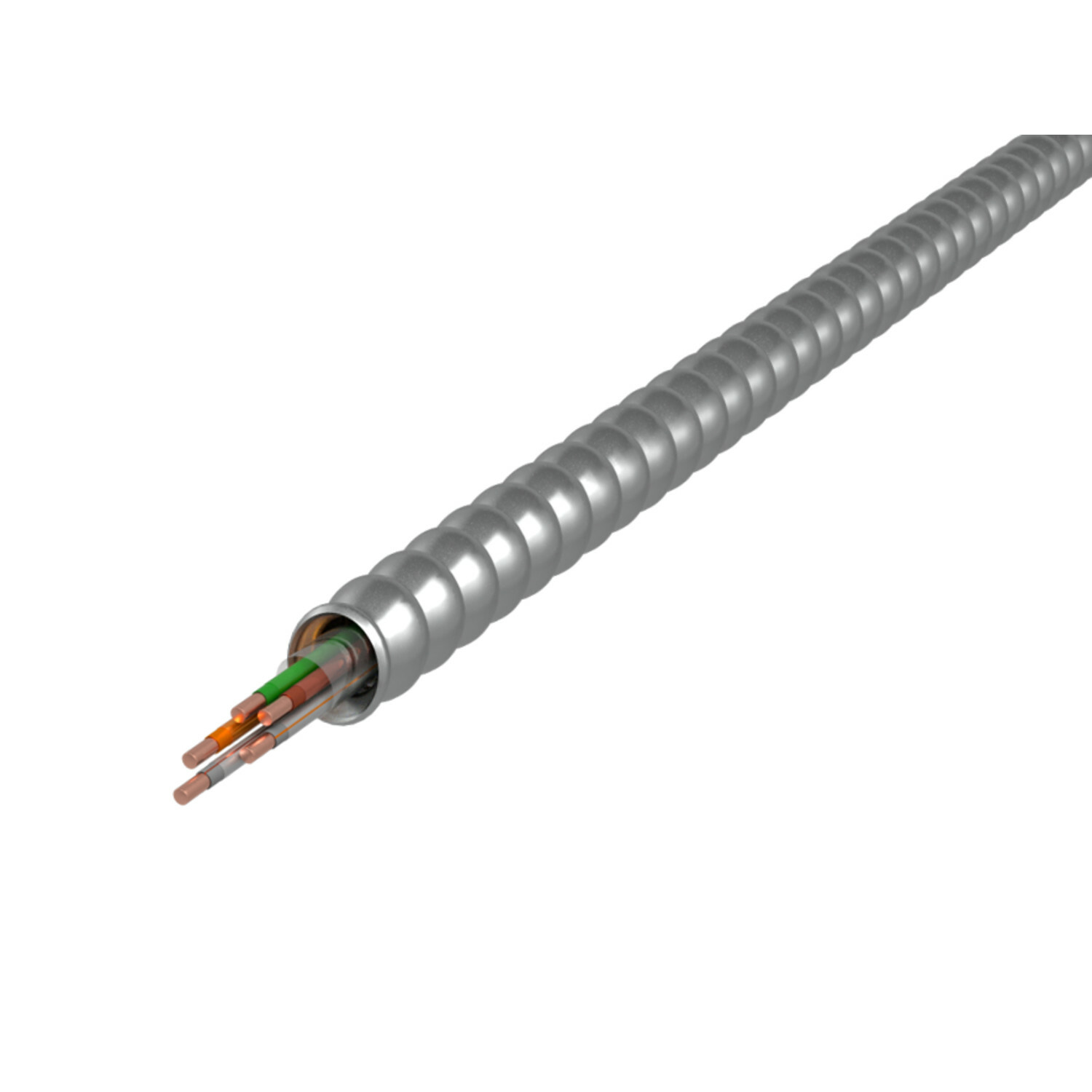 10-2/10-2/10-1 BK RD WE/BK WE/RD GN MC Plus Lite, Plain Interlocked Aluminum Armor , 1000' Reel, Type MC - Neutral Per Phase