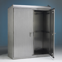 Eaton B-Line series ground mounted panel enclosure, 60" height, 24" length, 48" width, NEMA 4, Hinged cover, ES4 enclosure, Ground mount, Large double door, No mounting provisions, Carbon steel, Closed cell neoprene gasket