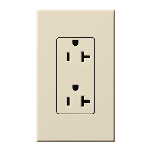Duplex 20 A receptacle, tamper resistant, 125V/20A in light almond