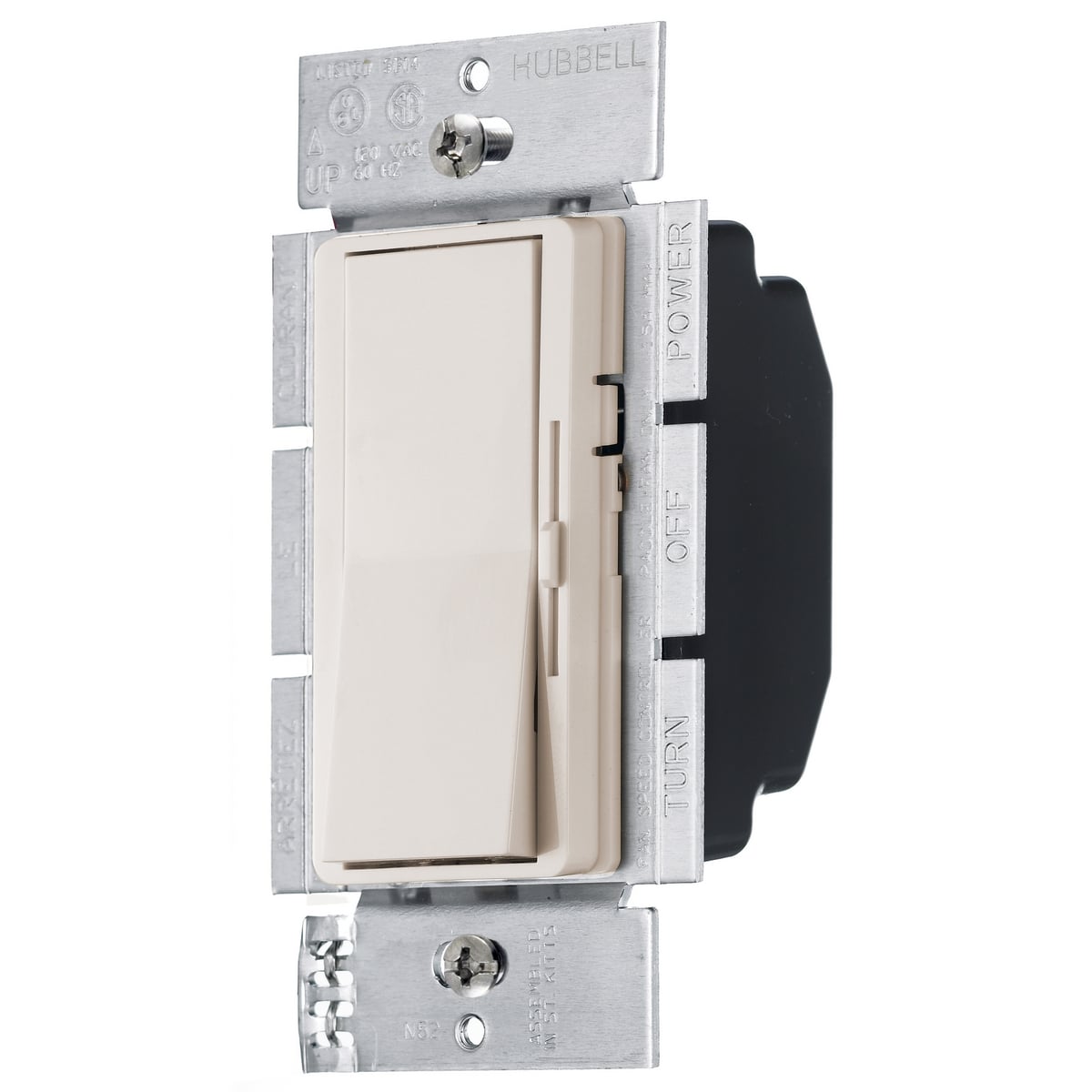 RDVFSQFLA 1-Pole 3-Way Standard Fan Speed Control, 120 V AC, 1.5 A, 3-Speed Rocker/Slide/Variable Operational Mode, Plastic, Light Almond