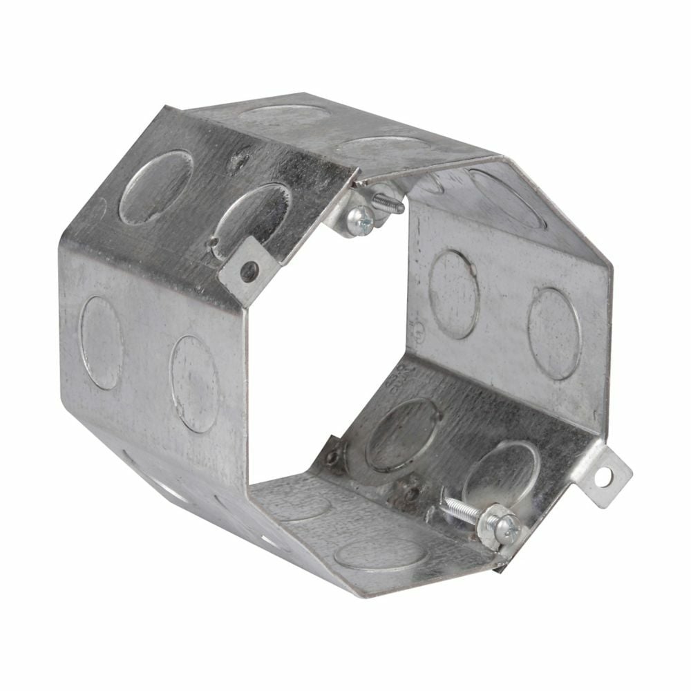 Eaton Crouse-Hinds series Octagon Concrete Box, 4", 3", Steel, 1" and 3/4" single row, 43.0 cubic inch capacity