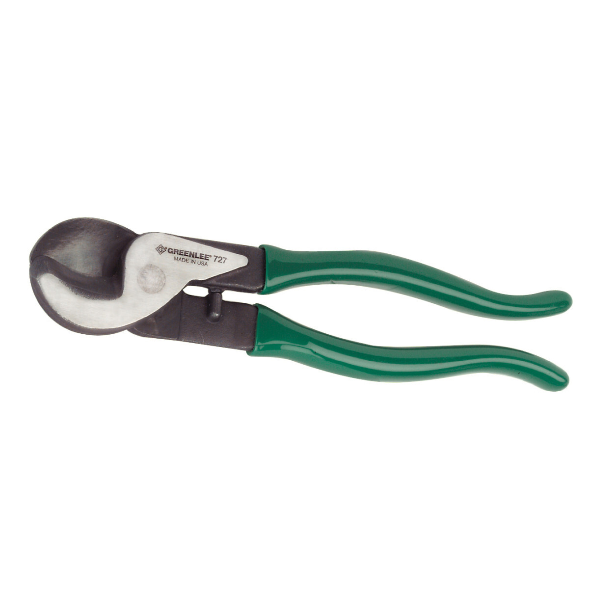 Cable Cutter  that easily cuts heavier copper and aluminum cables up to 2/0 (70 mm2).  Precision-ground, shear-action, curved cutting blades.  PVC-covered, high-leverage handles for easier cuts.  Heat-treated for long life.  Made of heavy-duty forged steel.  Rust-resistant black oxide finish.