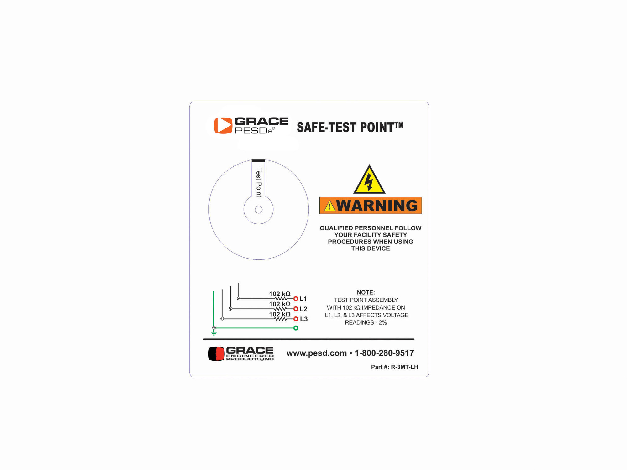 HORIZONTAL WARNING LABEL FOR THE SAFE TEST POINT