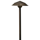 2700K Round Tiered Path Light - Cascading round tiers on this 2700K warm white LED path light in Aged Bronze add a dynamic lighting effect to your walk or garden.