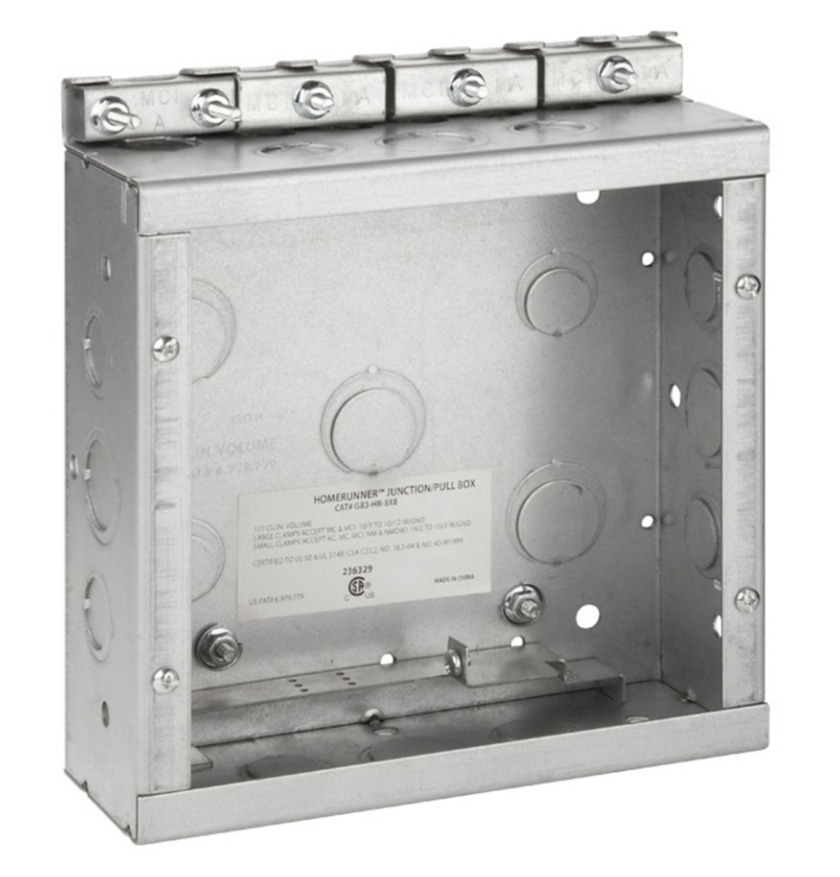 HRC1212F Home Runner Wireway Junction Box, 12 x 12 x 4 in Box, Steel