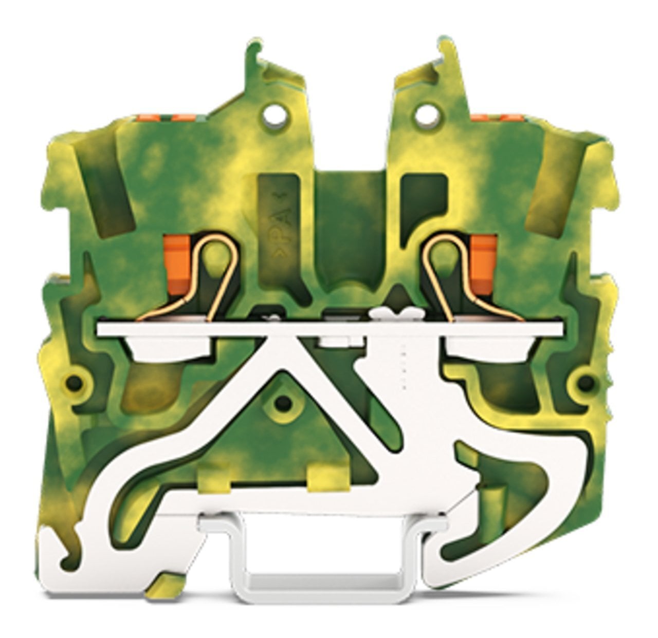 2-conductor miniature ground terminal block; with push-button; 1 mm; side and center marking; for DIN-15 rail; Push-in CAGE CLAMP; 1,00 mm; green-yellow
