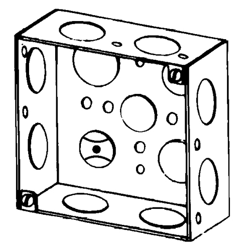 Features:With 3/4 And 1/2 IN Conduit Knockout, Standard:UL E18095, Number Of Outlet:12, Material:Steel, Size:4 X 4 X 1.5IN, Cubic Capacity:21CI