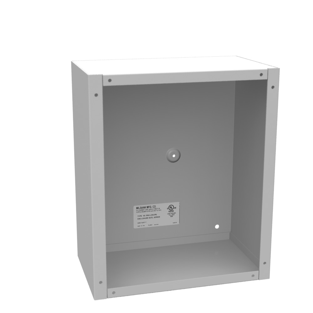 12x6x10 Screw Cover Type 1 UL Listed Steel No Knockouts ANSI 61 Gray Cover with Teardrop Slots Mounting Holes in Back