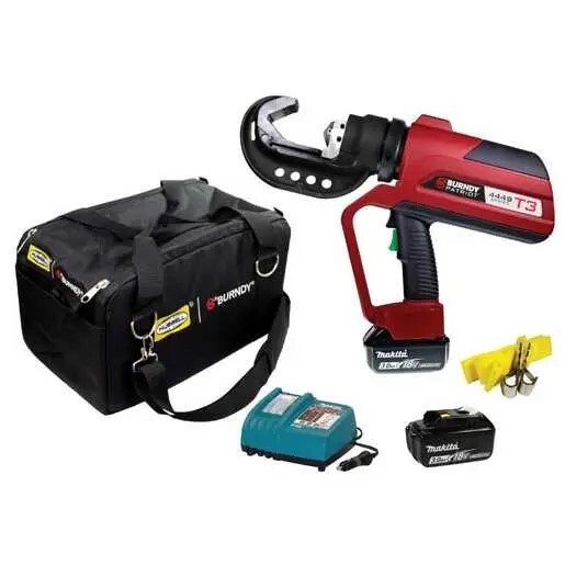 PATRIOT T3 11-Ton Battery Crimper, Dieless C-Head, (2) 3.0Ah 18V Li-Ion Batteries, 12V DC Charger, Nylon Pro Bag