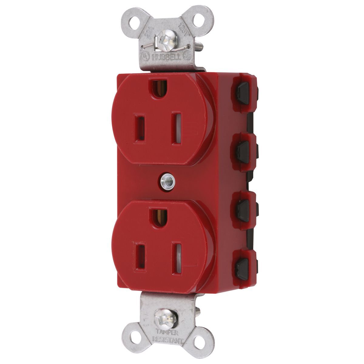 Straight Blade Devices, Receptacles, Duplex, SNAPConnect, Tamper Resistant, 15A 125V, 2-Pole 3-Wire Grounding, 5-15R, Nylon, Red, USA