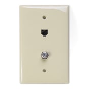 Midsize Telephone/Video Wall Jack, 6P4C X F, Ivory