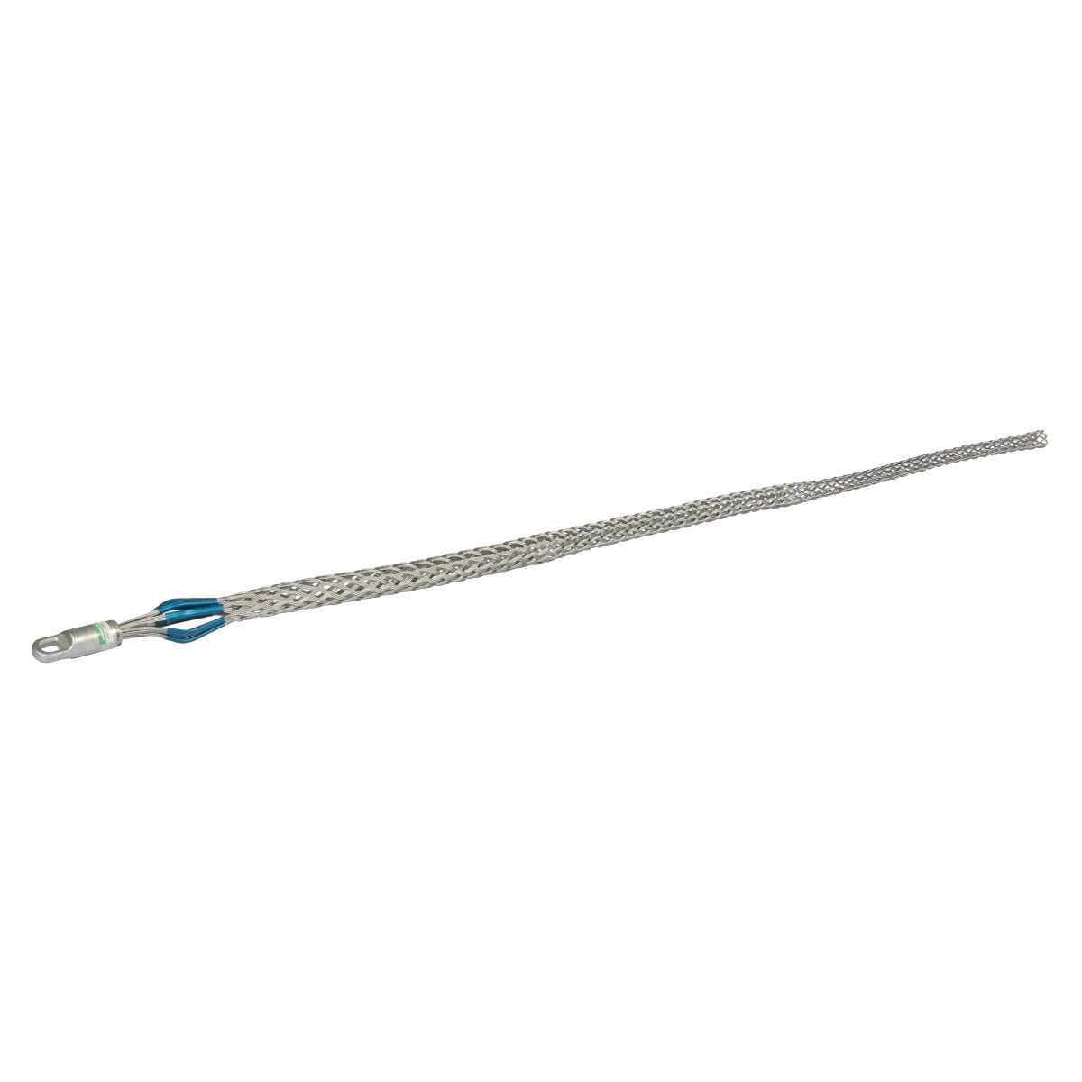 Multiple Strength Basket-Type Pulling Grips with Rotating Forged Eye for Cable Diameter Range 1.75" - 2.24" (44.4 mm - 56.9 mm).  Use to pull overhead transmission lines, bare or insulated conductors and wire rope.  For heavy-duty, long distance pulls.  Triple, to double, to single weave galvanized steel mesh with forged steel swivel eye.  Color coded for easy size identification.  Select the grip with a maximum rated capacity that meets or exceeds the cable puller's maximum pulling force.