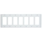 7-Gang Decora/GFCI Device Decora Wallplate, Painted Metal, Device Mount, White