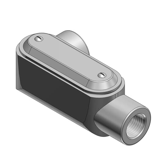 3/4 Inch Form 7 (LL) Pre-Assembled Conduit Body, Cover and Gasket, Body Material Gray Iron/Zinc Plating and Baked On Epoxy Powder Coat with BlueKote Internal Coating, Cover Material and Finish Stamped Steel/Zinc Plating