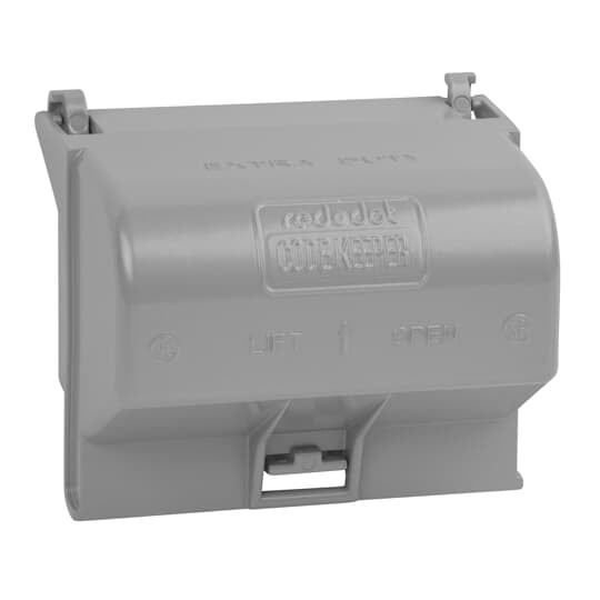Single Gang While-In-Use Universal Medium Horitzonal Cover, 3-1/4 Inch Internal Depth, Silver, Aluminum Alloy, For use with Duplex, GFI, Single Receptacle, and Switch