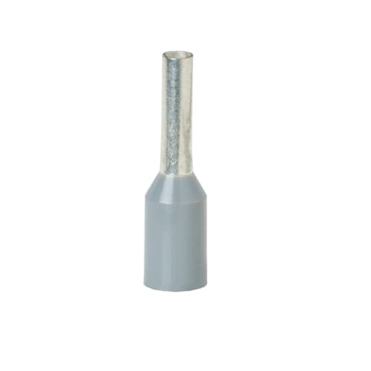 Polypropylene-Insulated Ferrule, Total Length .472 Inches/12.0mm, Pin Length .236 Inches/6mm, Pin Diameter .051 Inches/1.3mm, Base Diameter .11 Inches/2.8mm, Wire Range 18 AWG/.75mm2, Color Gray, Copper, Tin Plated