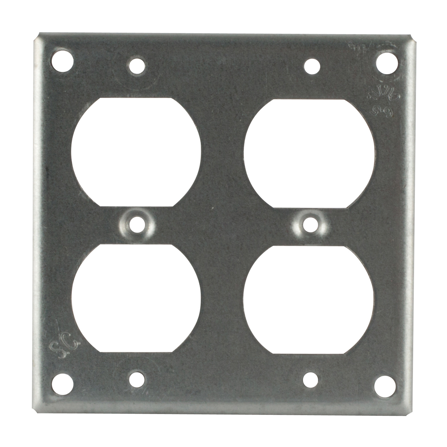 Square Box Surface Cover, 6.5 Cubic Inches, 4 Inch Square x 1-/2 Inch Raised, 1/4 Inch Diameter Hole Opening, Galvanized Steel, For use with Two Duplex Receptacles