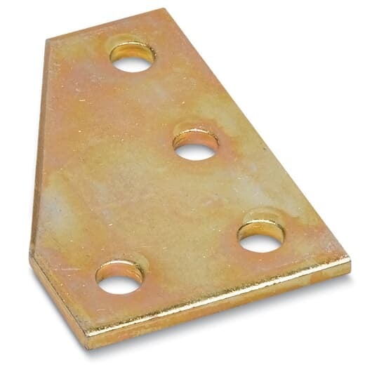 Connector Plate with 4 Holes L Shape, Length 4-1/2 Inches, Width 3 Inches, Steel with 9/16 Inch Holes on 1-1/2 Inch Centers