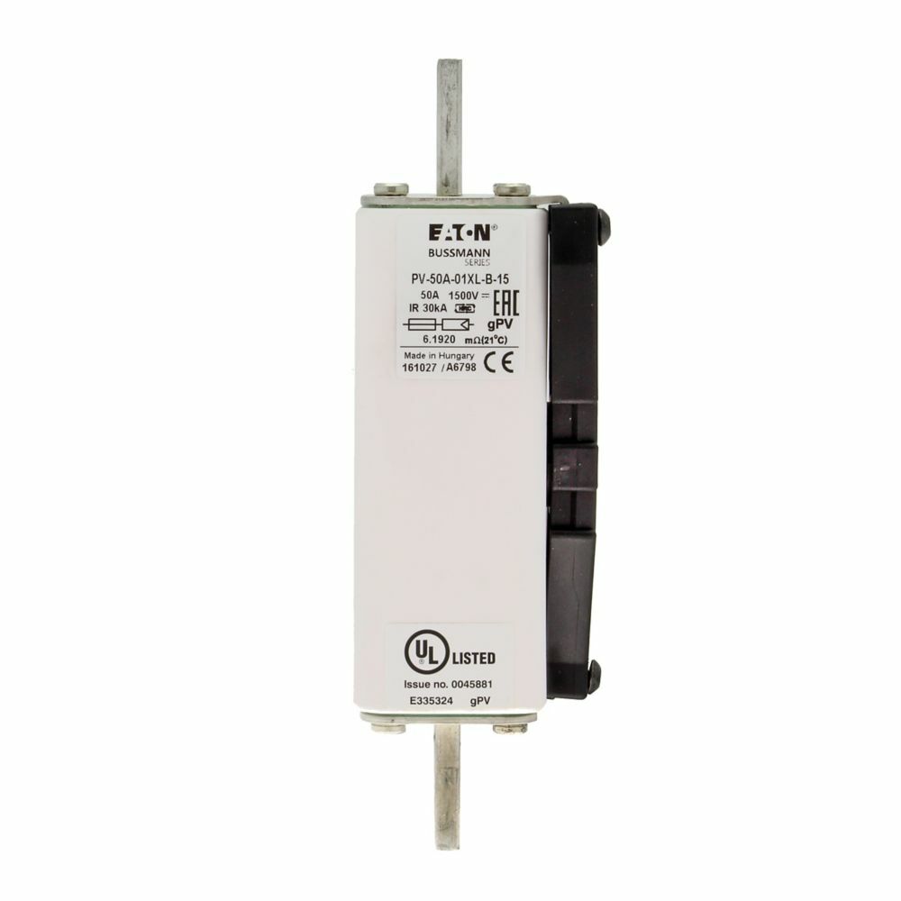 Eaton Bussmann series Fuse-link, high speed, 50 A, DC 1500 V, 01XL, gPV, UL, IEC, bolted connections