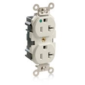 20 Amp, 125 Volt, Wide Body Duplex Receptacle, Straight Blade, Hospital Grade, Self Grounding, Light Almond