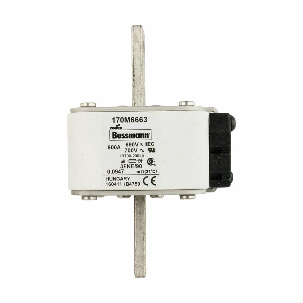Fuse-link, high speed, 900 A, AC 690 V, size 3, 76 x 92 x 135 mm, aR, IEC, UL, single indicator