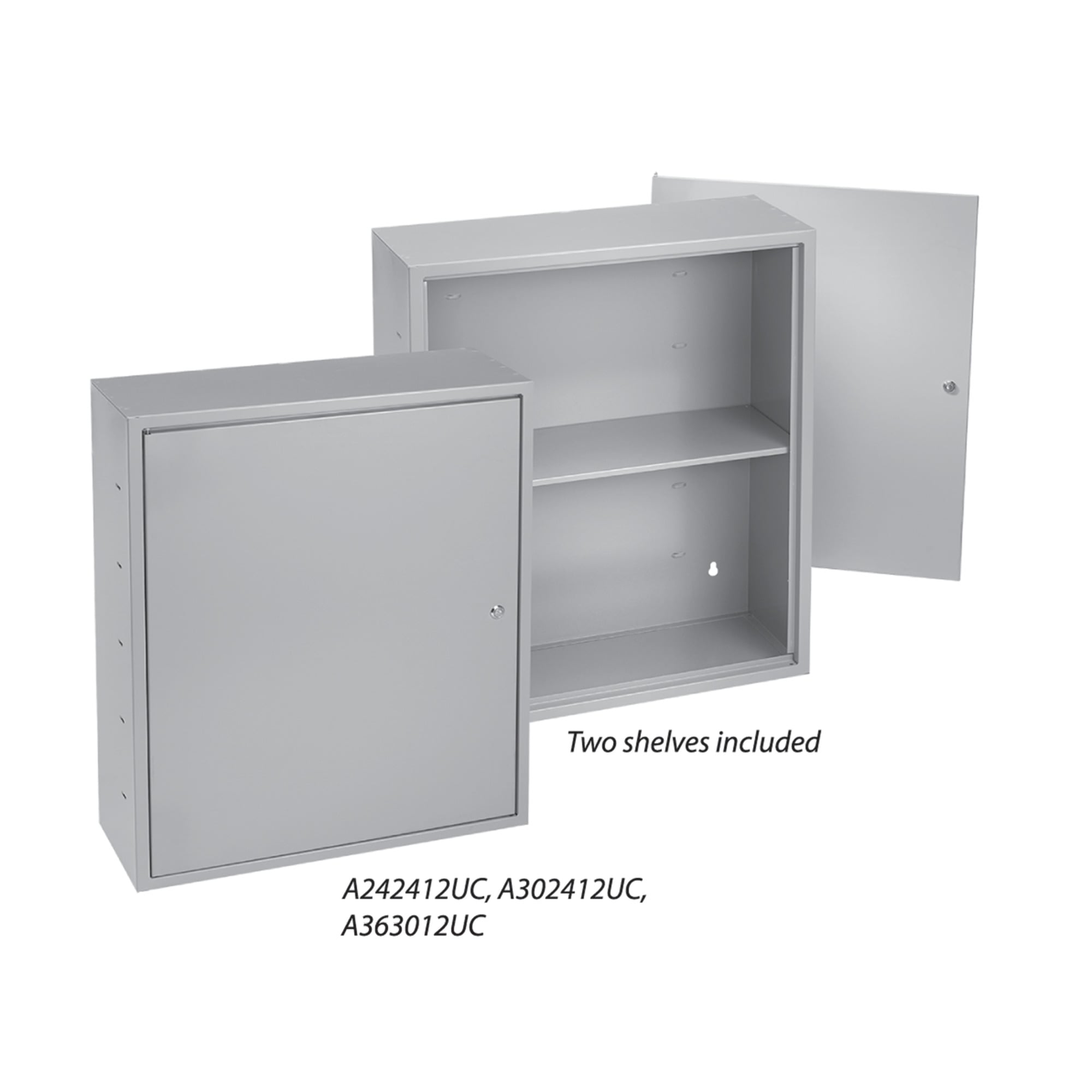 Locking Utility Cabinets with Shelf Type 1, 30.00x24.00x12.00, Gray, Steel