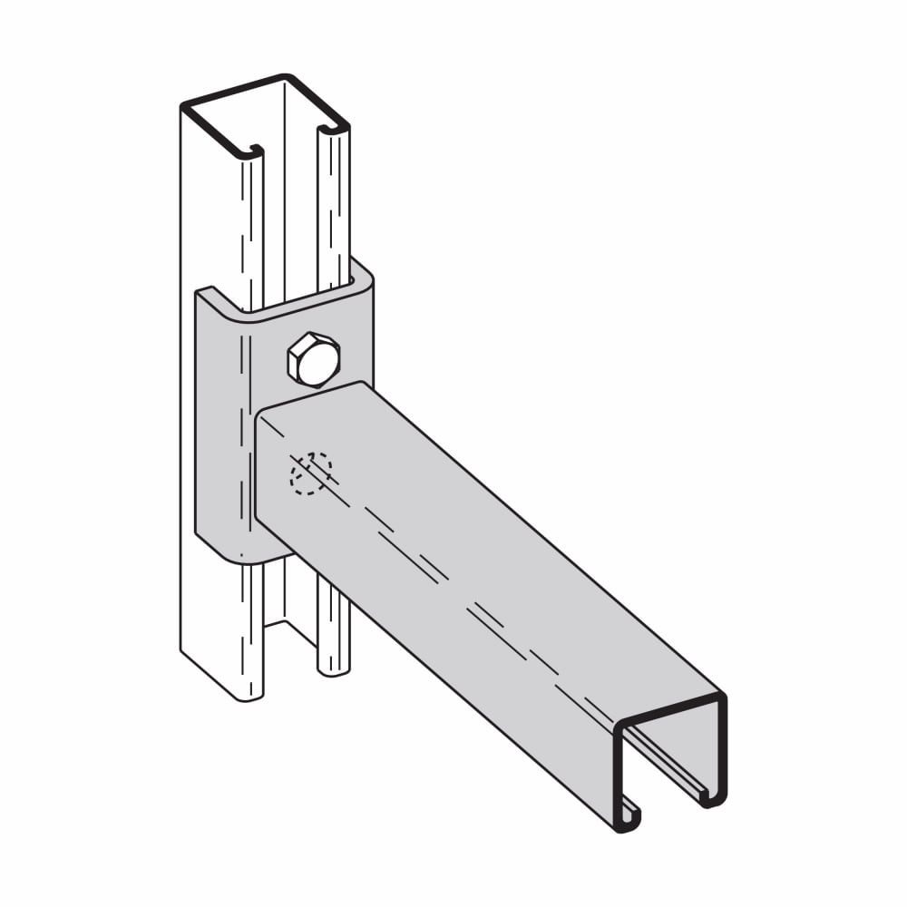 Eaton B-Line series clevis bracket, 3.5" H x 12" L x 1.62" W, Steel, Electro-plated, Clevis bracket downward opening
