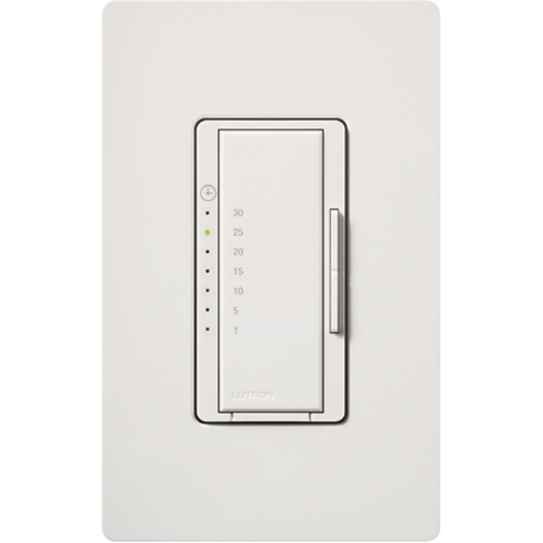 Maestro Countdown Timer, Eco-timer Control Switch, Single-pole, no neutral required, 120V/600W/VA (lights) or 3A (fans) clamshell packaging in white