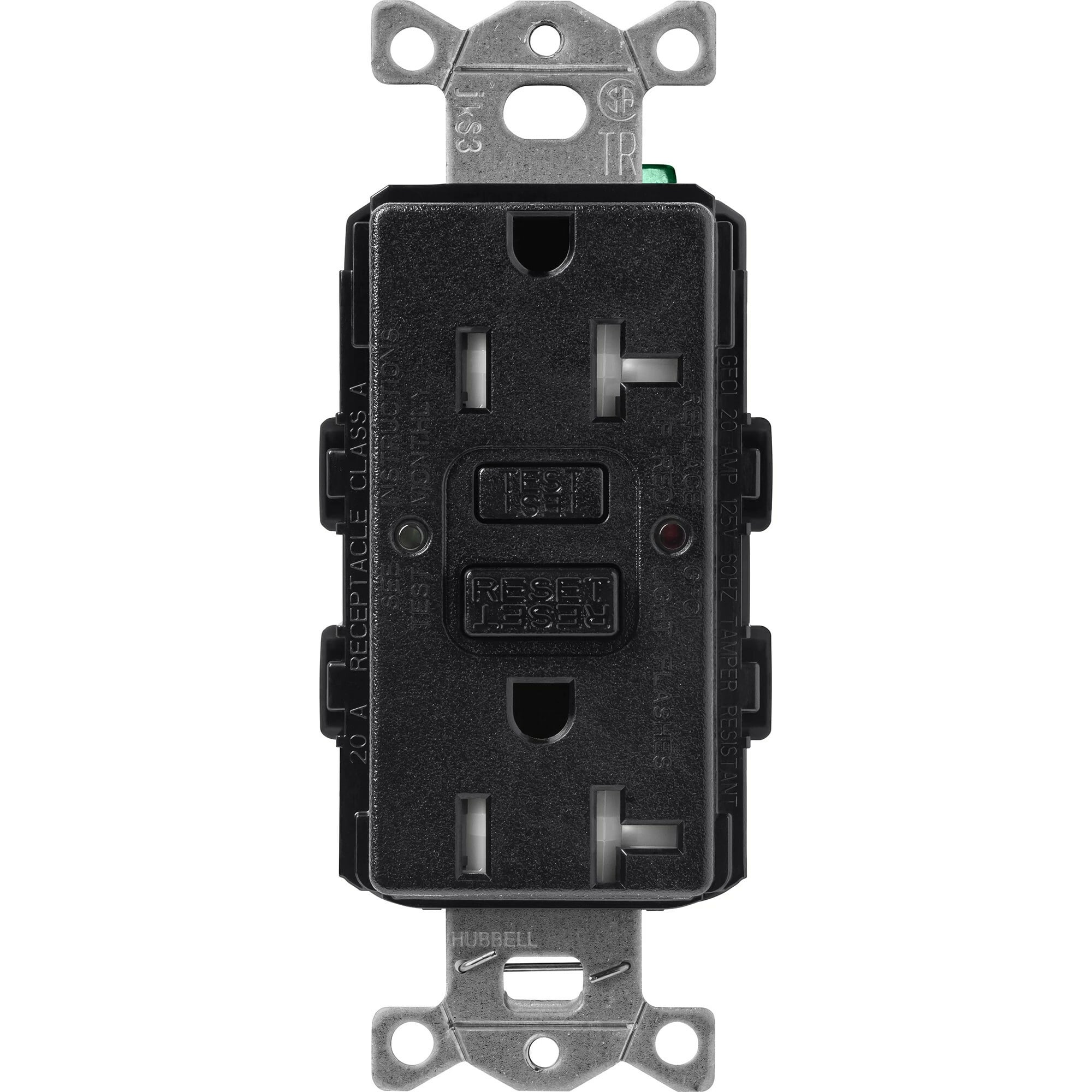 Lutron Claro Tamper-Resistant GFCI Duplex Receptacle, 20-Amp, Midnight