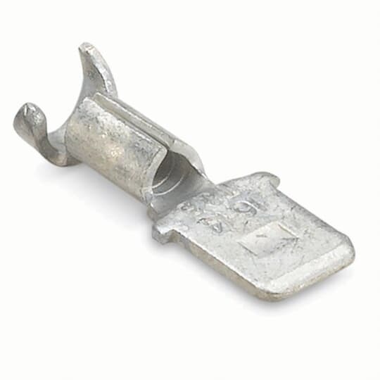 Non-Insulated Male Tab Grip, Length .87 Inches, Tab Size .250x.032, Wire Range #22-#18 AWG, Copper, Tin Plated