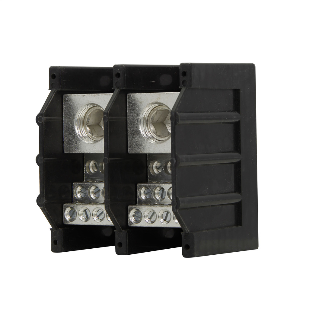 Eaton Bussmann series power distribution block, 600 Vac, 600 Vdc, 420A, Power distribution block, Single-pole, SCCR: 10 kA, Black, Molded Thermoplastic Base, Tin-plated aluminum connector - 16375-1