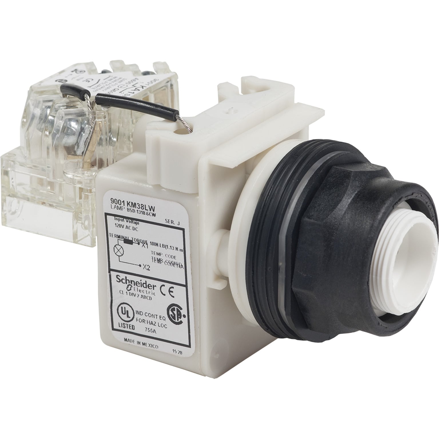 Push-to-test pilot light, Harmony 9001SK, plastic, polycarbonate, fresnel, red, 30mm, LED red, 110-120V