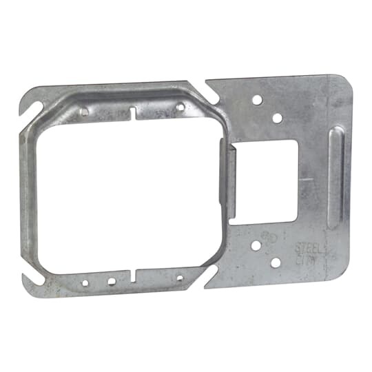 Two Gang Box Support Cover, 7.3 Cubic Inches, 4 Inch Square x 5/8 Inch Raised, Pre-Galvanized Steel