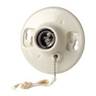 One-Piece Glazed Porcelain Outlet Box Mount, Incandescent Lampholder, Pull Chain, White
