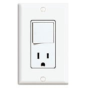 5645-W Decora 3-Way Grounding Combination Switch With Receptacle, 20 A, 125 V AC, 1 Poles