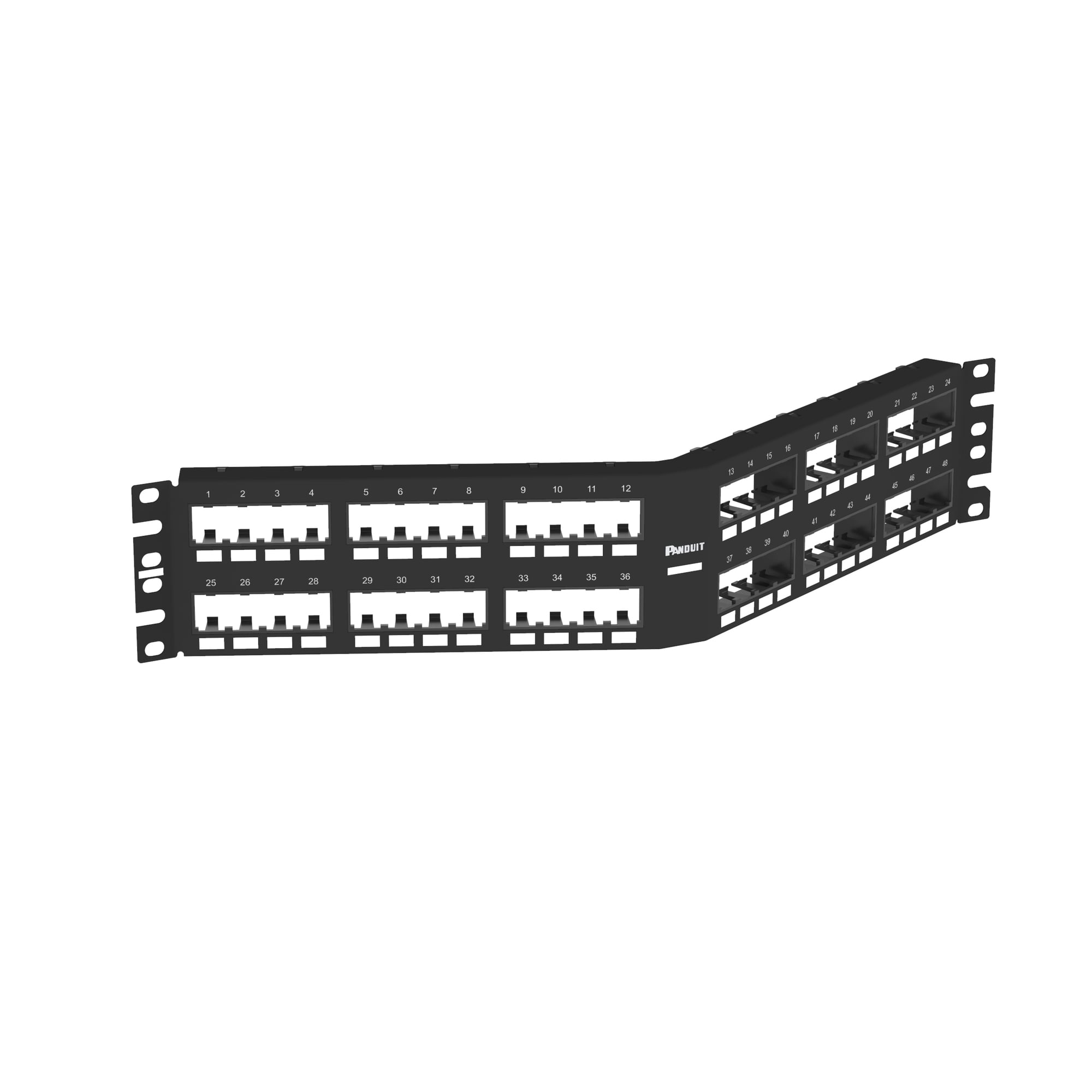 Patch Panel, 48 Port, Modular Angled Flu