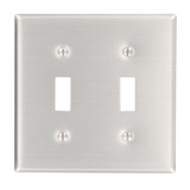 2-Gang Toggle Device Switch Wallplate, Standard Size, Aluminum, Device Mount