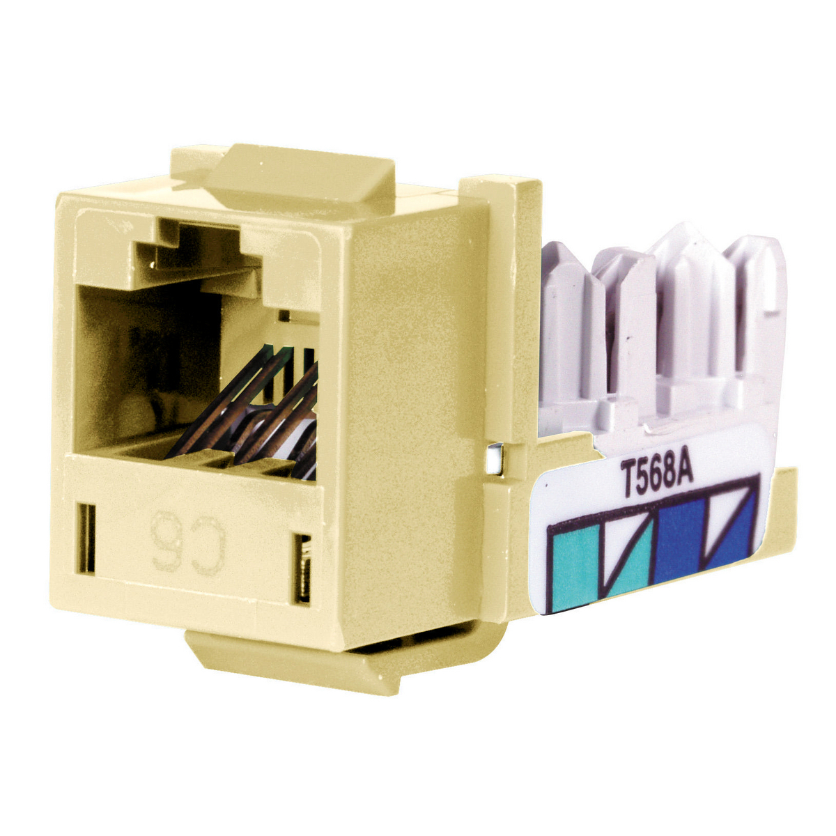 Telephone/Data, Jack, XCELERATOR, Cat6, Electric Ivory, 25 Pack