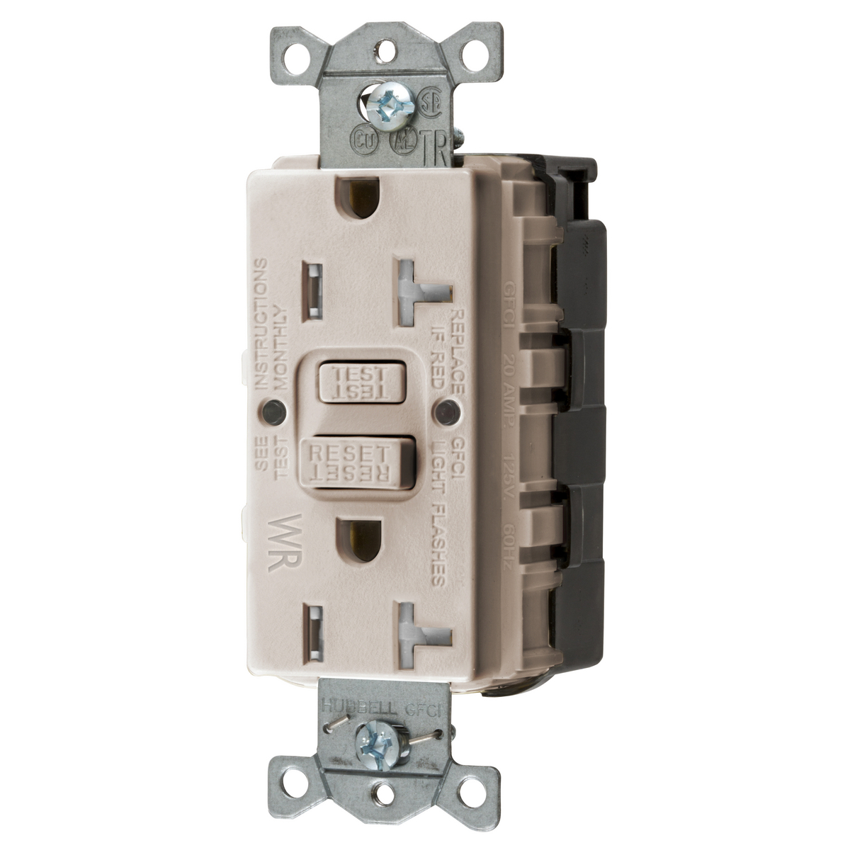 Straght Blade Devices, SNAP-Connect, Weather and Tamper-Resistant, AUTOGUARD, Self Test, GFCI Receptacle, 20A 125V, 2-Pole 3-Wire Grounding, 5-20R, Light Almond