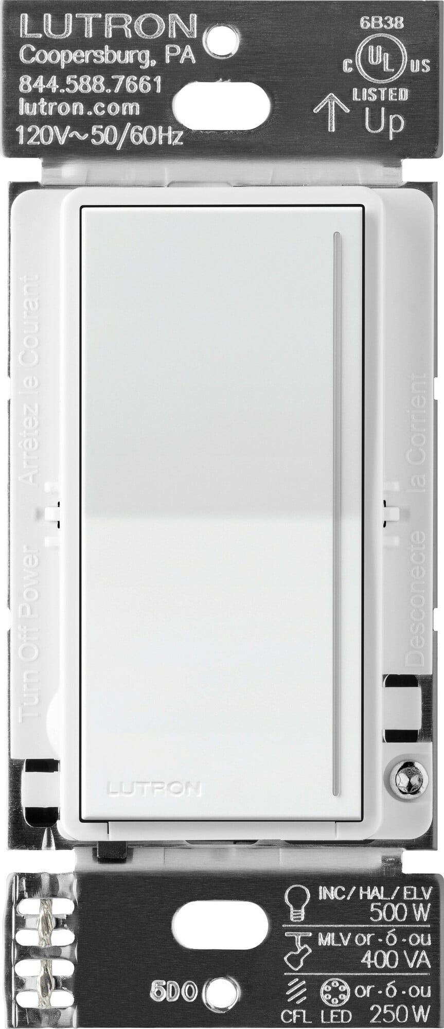 Lutron Sunnata PRO LED&#x2B; Touch Dimmer Switch with Phase Selectable Dimming for LED, MLV, ELV, and Incandescent/Halogen lighting, White