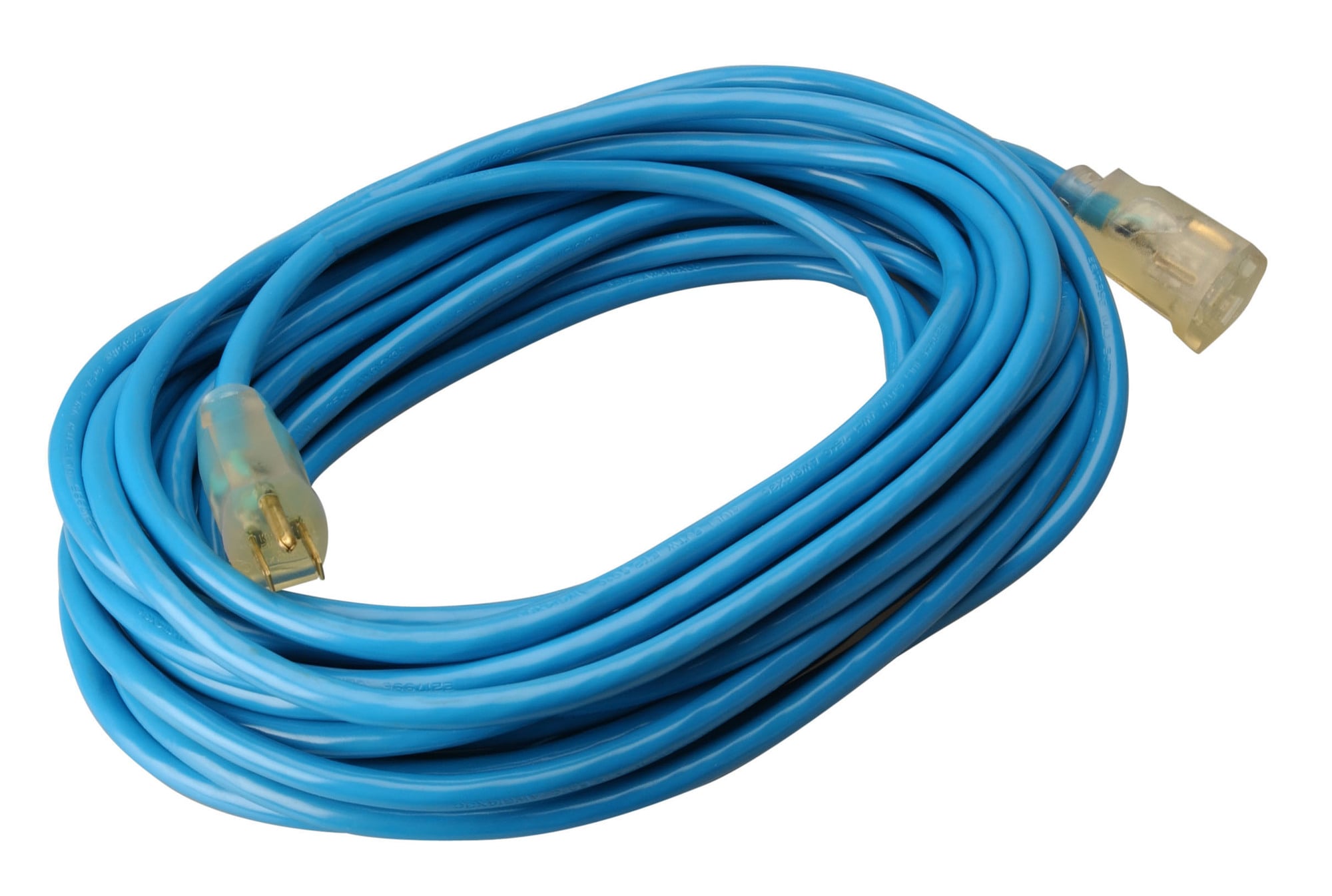12/3 100' SJTW LOW TEMP BLUE EXTENSION CORD W/LIGHTED END