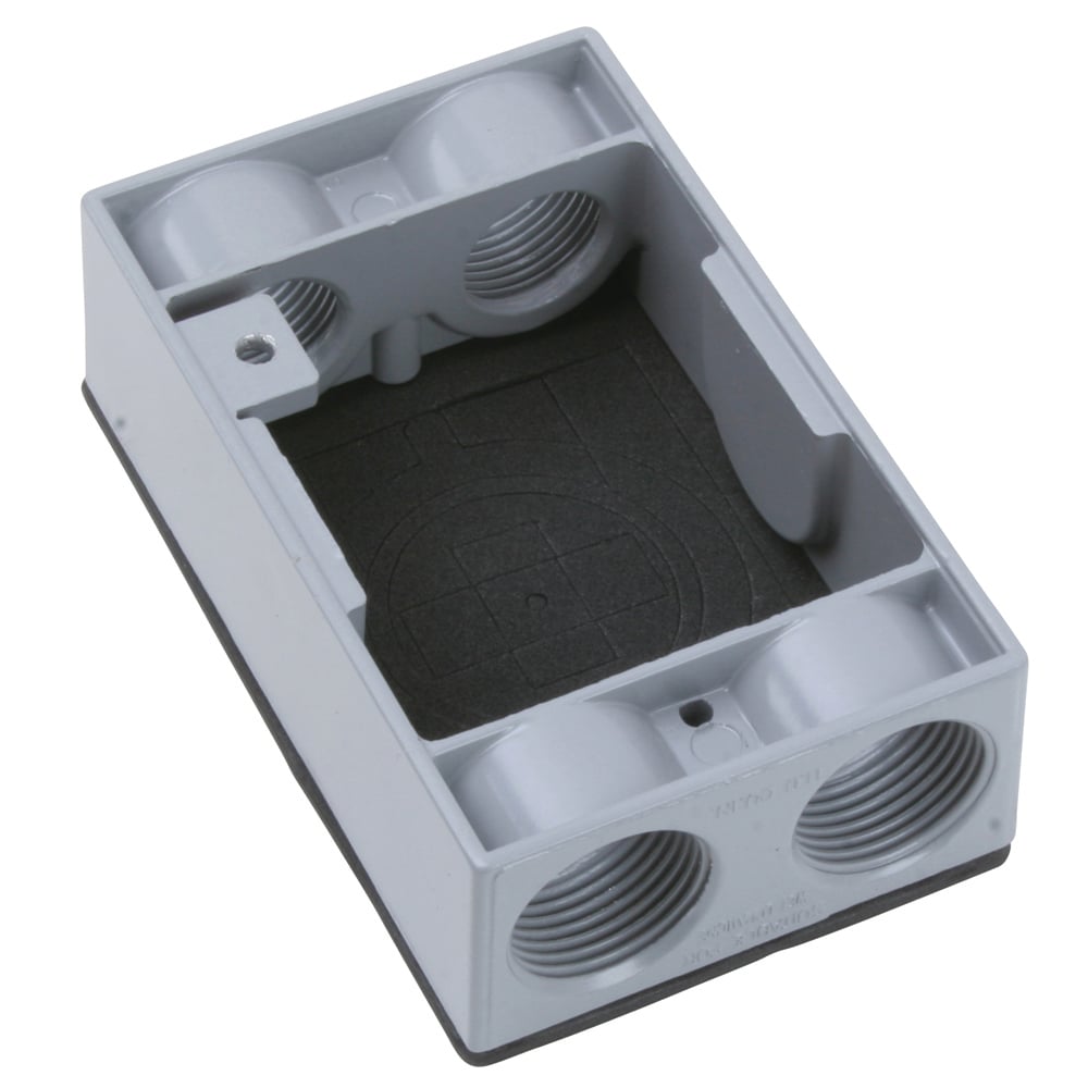 1Gang Extension Ring With 4-3/4'' Hubs, 2-3/4 Plugs Supplied, 9.5 Cu. In.,Gray