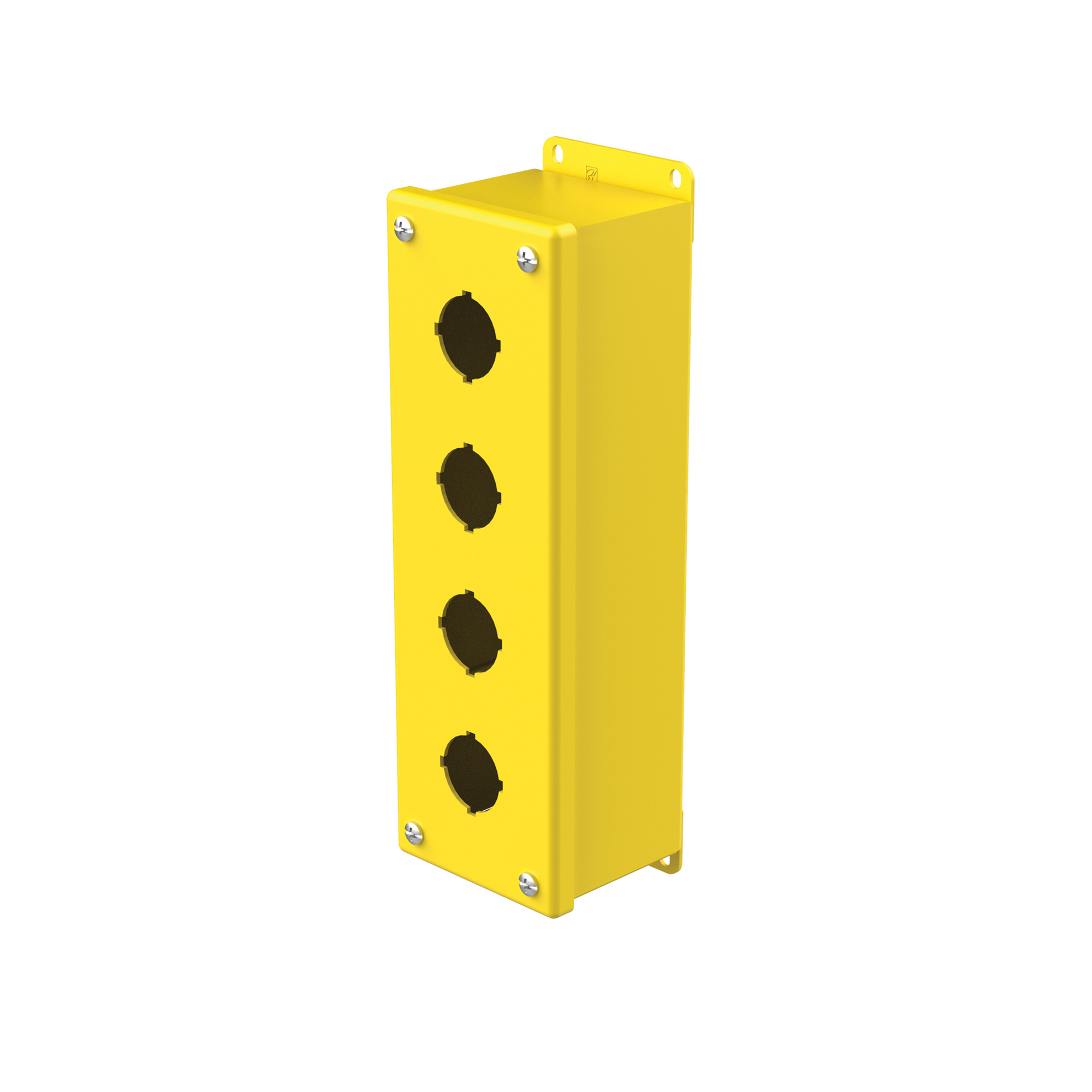 Pushbutton Enclosures Type 12, 4PBx30.5mm, Safety Yellow, Steel