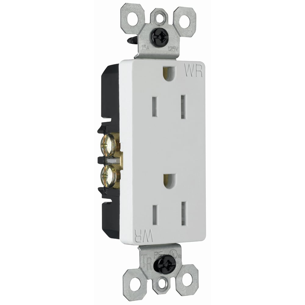 Decorator Weather Resistant Duplex Receptacles, White