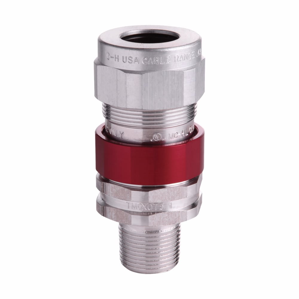 Eaton Crouse-Hinds series Terminator II TMCX cable gland,Liquid compound,Cable Range:0.45-0.70",Cable Sealing:0 (XS),Metal-cladcorrugated armoured,TECK armoured,armoured barrier and tray cable,Armoured gland, Aluminum, 1/2" NPT