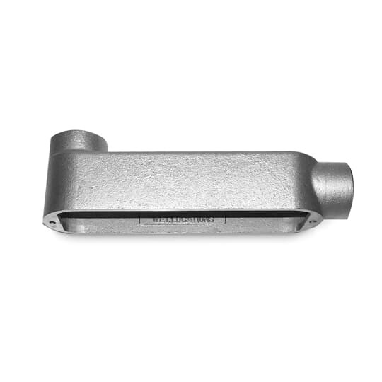 1 Inch Mogul Conduit Outlet Body, Cover and Gasket, LB Style, Back Opening, Body Material Gray Iron, Finish Electro Galvanized, Cover Material Gray Iron with Stainless Steel Cover Screws, Gasket Material Neoprene for Use with Rigid/IMC Conduit