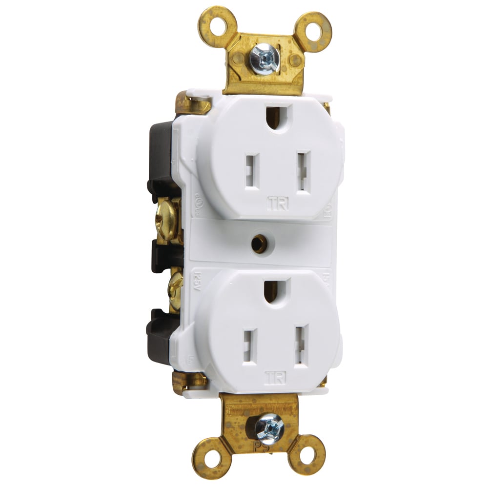 Commercial Grade Tamper-Resistant Duplex Receptacle Side Wire 15amp 125volt White