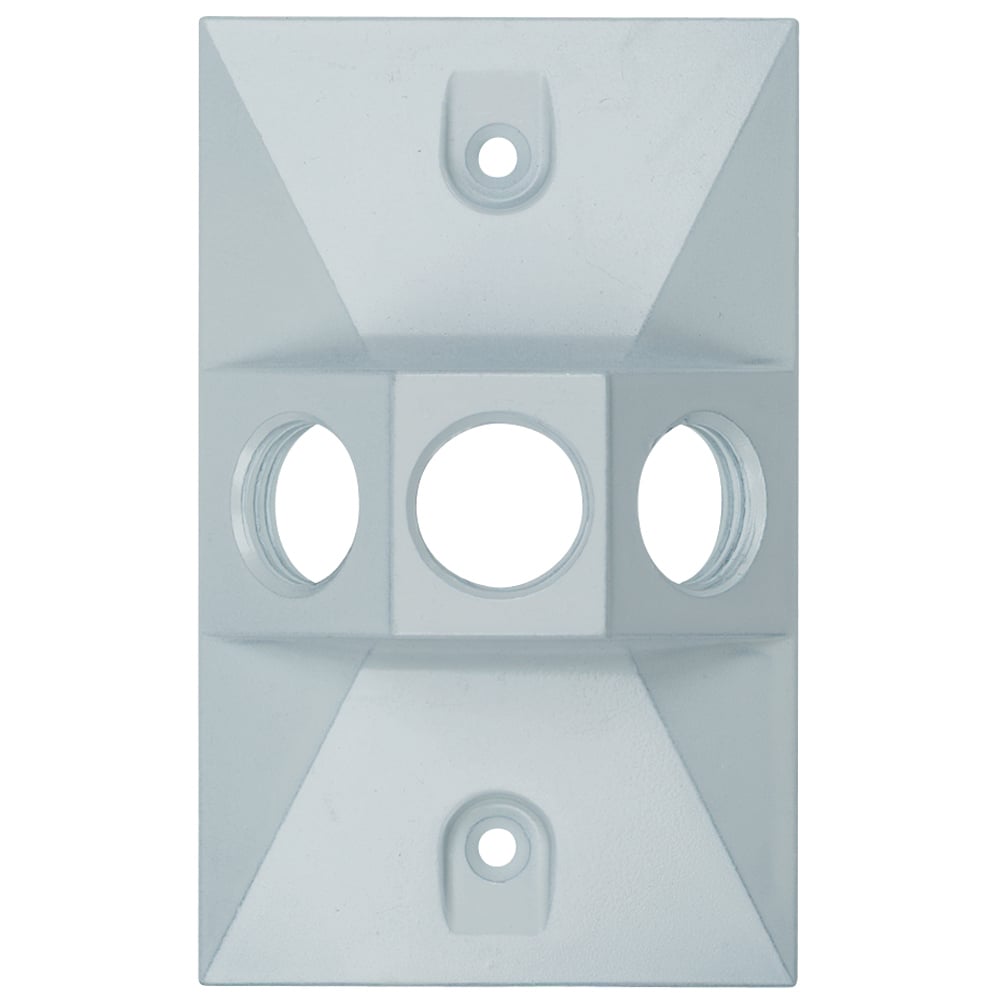 Weatherproof 1 Gang Rectangular Cluster Cover, 3 Hole 1/2, White